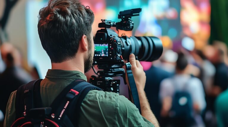 Creating Compelling Corporate Videos: A Malaysian Perspective 2 man films crowd with professional video camera
